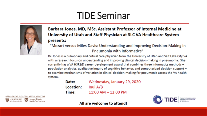 Barbara E. Jones, MD, MS Seminar Announcement